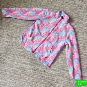 Eddie Bauer girl's full zip fleece jacket pink purple tie dye size M 8/10